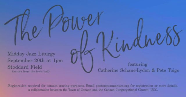 Poster of Power of Kindness midday jazz liturgy with date and time and place and musicians