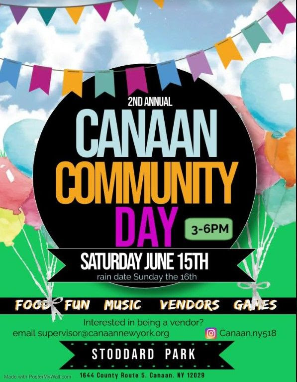 Second annual canaan community day saturday june 15, 3-6pm