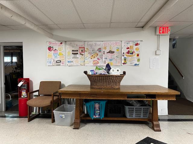 A basket of donated items for the Chatham NY Silent Food Pantry